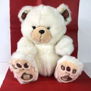 Chosun Internation White Bear Plush Plaid Stuffed Animal Big Feet